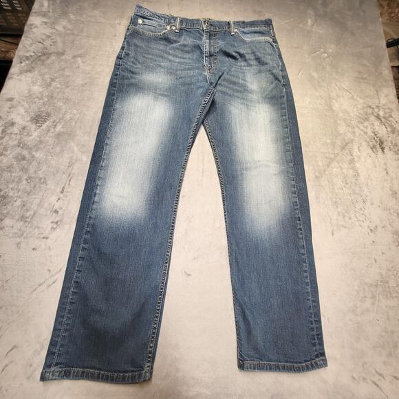 Levis 505 Jeans Mens 36x28 Blue Denim Straight Fit Stretch Classic 5 Pocket - Picture 1 of 10